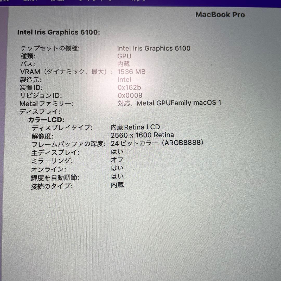 MacBook本体 MacBook Pro (13-inch, Early 2015)