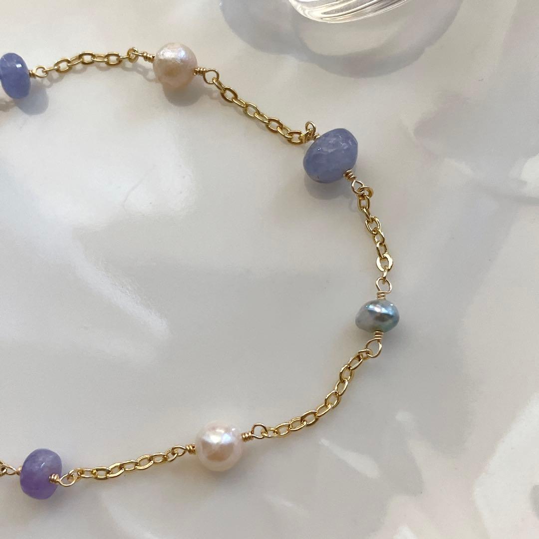 hedgehog◆ハックマナイト×あこや真珠ブレスレット✧14kgf