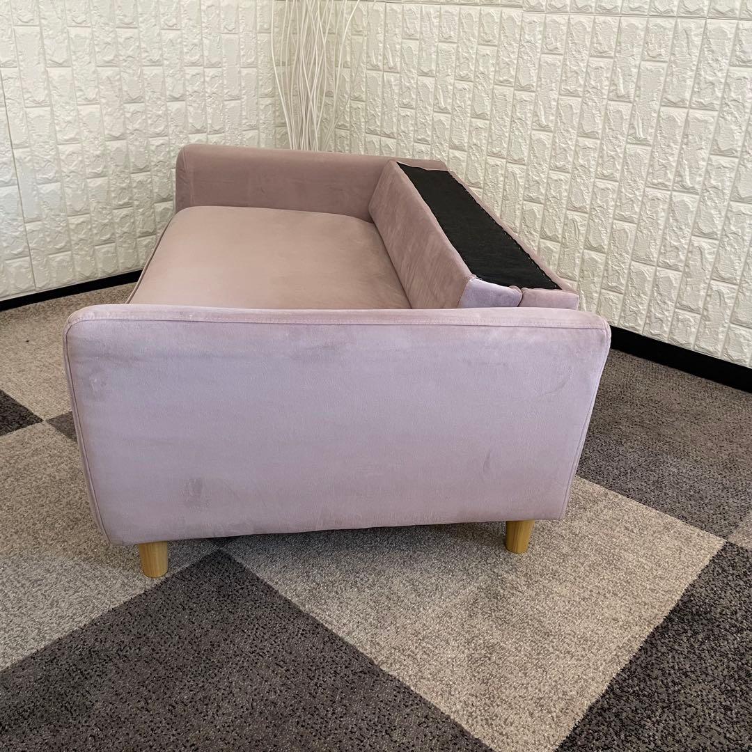 東京23区配送無料✨ニトリ　2人掛けソファ　ベロア素材　ピンク系　美品