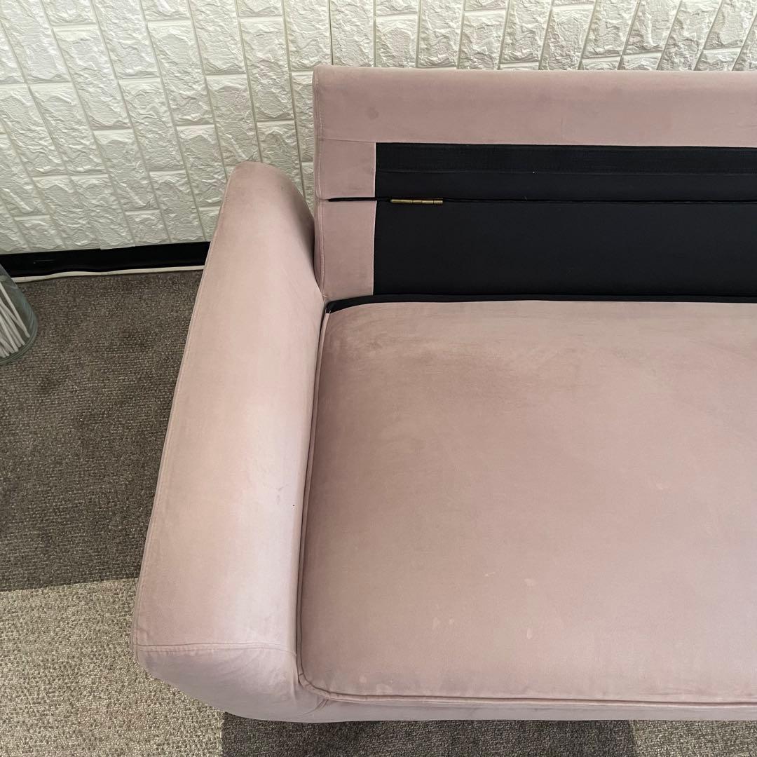 東京23区配送無料✨ニトリ　2人掛けソファ　ベロア素材　ピンク系　美品