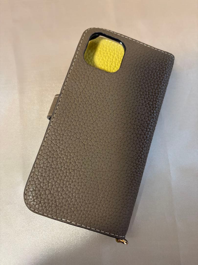 超美品★BONAVENTURA iPhone13手帳型ケース エトープ×イエロー