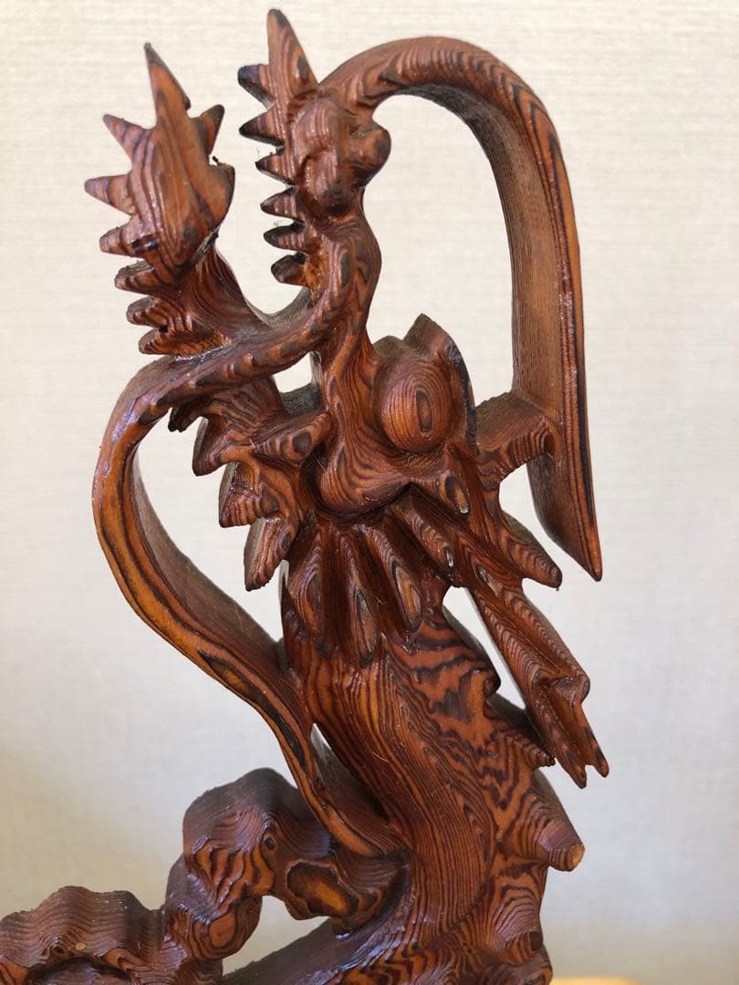 昇龍　置物　木製木彫り　彫刻　オブジェ　屋久杉？