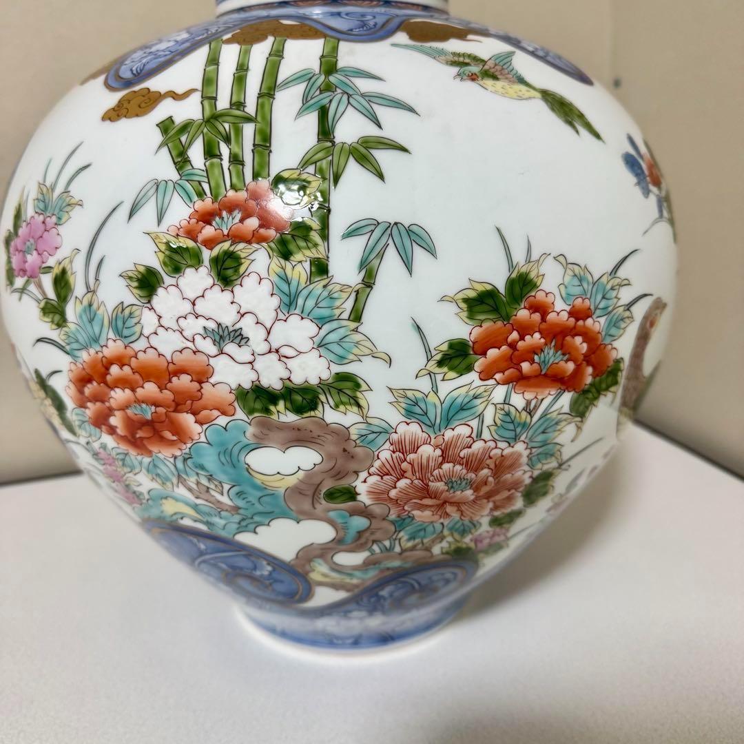 163 高級 伊万里焼 弥左ヱ門 花器 フラワーベース有田焼 花瓶 豪華 陶器