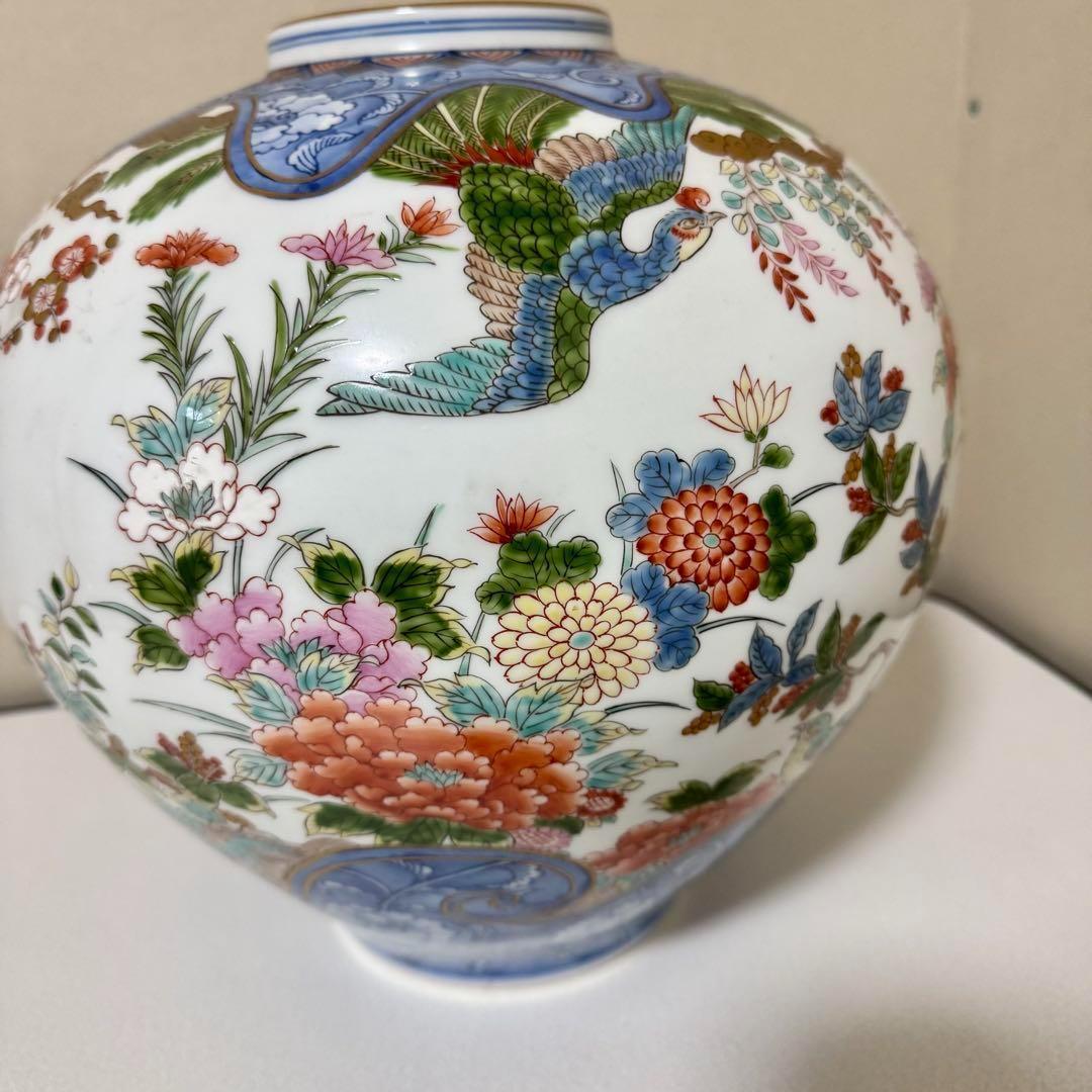 163 高級 伊万里焼 弥左ヱ門 花器 フラワーベース有田焼 花瓶 豪華 陶器