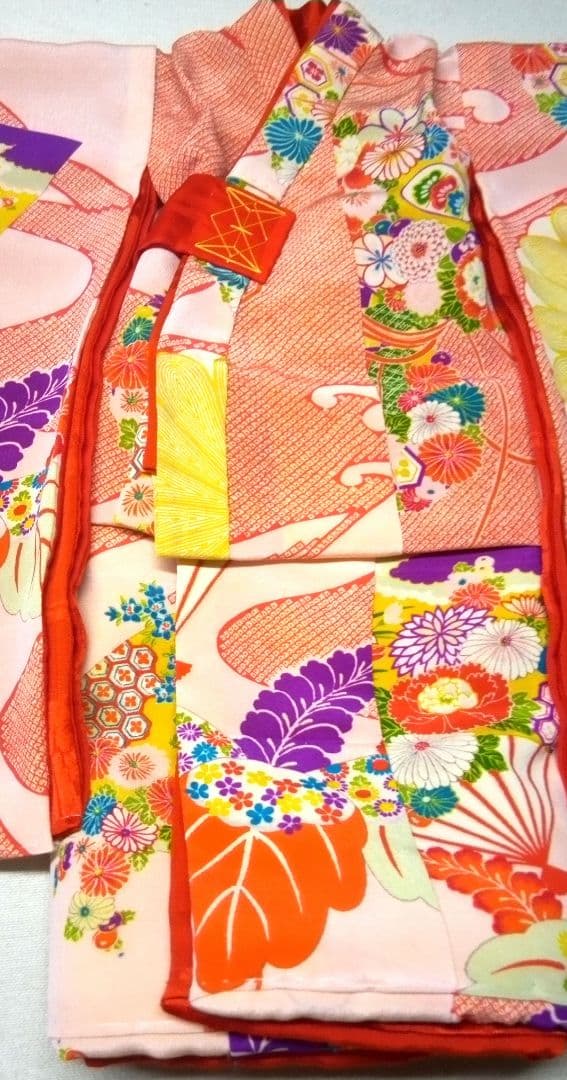 市松人形の着物　16号　ちりめん　比翼　古布　共八掛け