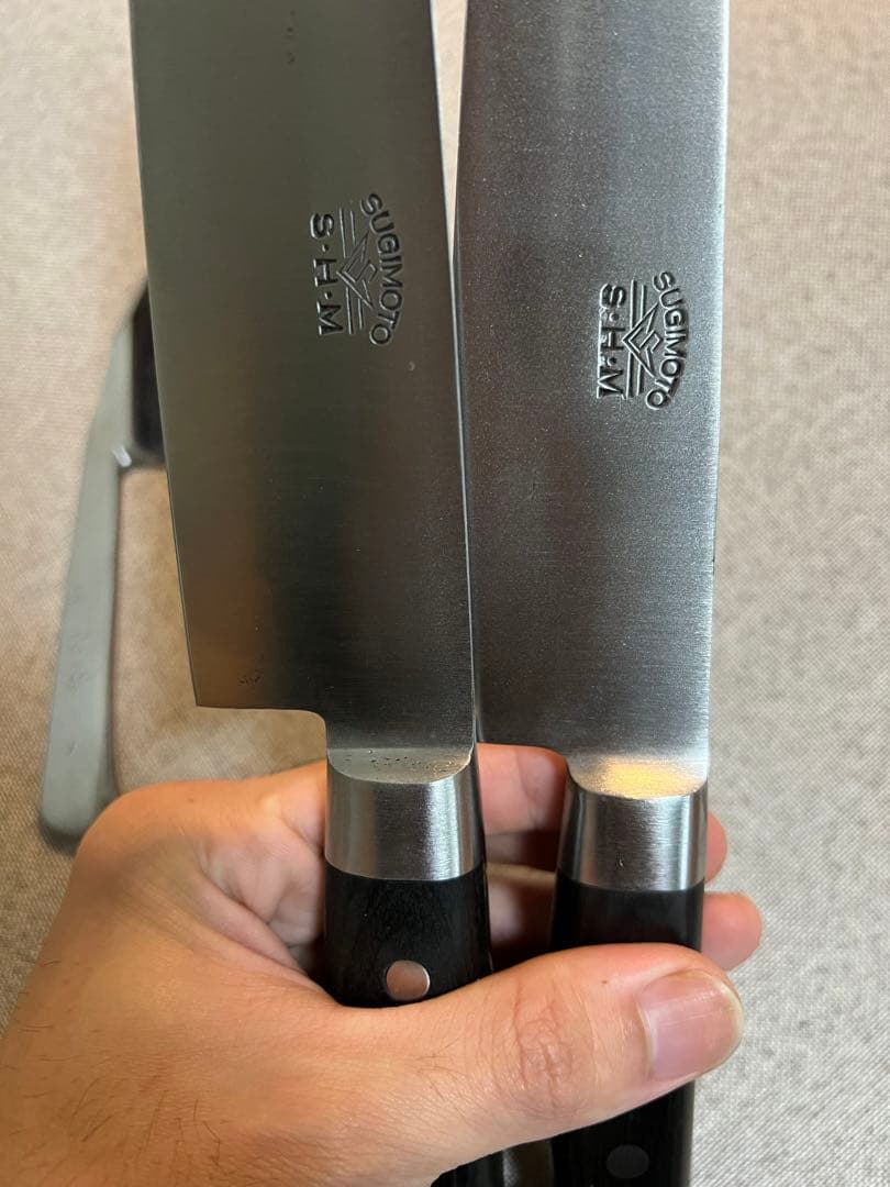 杉本SHM牛刀2本と界孝行1本白鋼製Sugimoto shm
