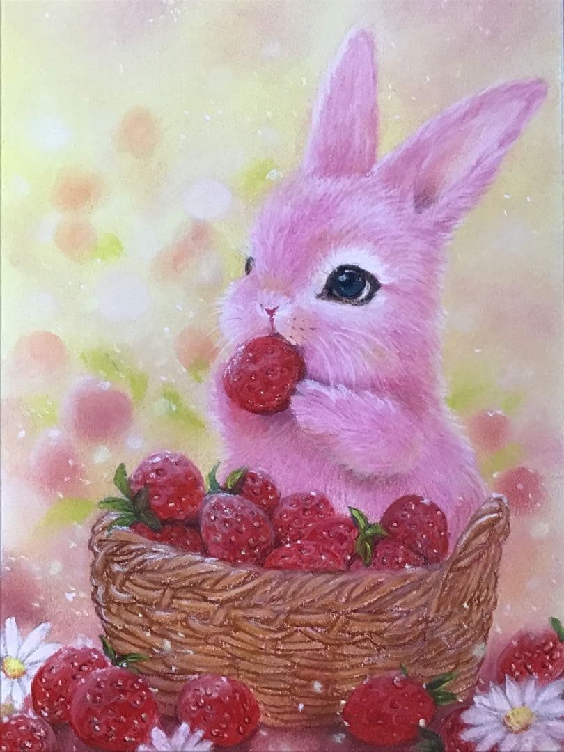 絵画 strawberry & cutie rabbit