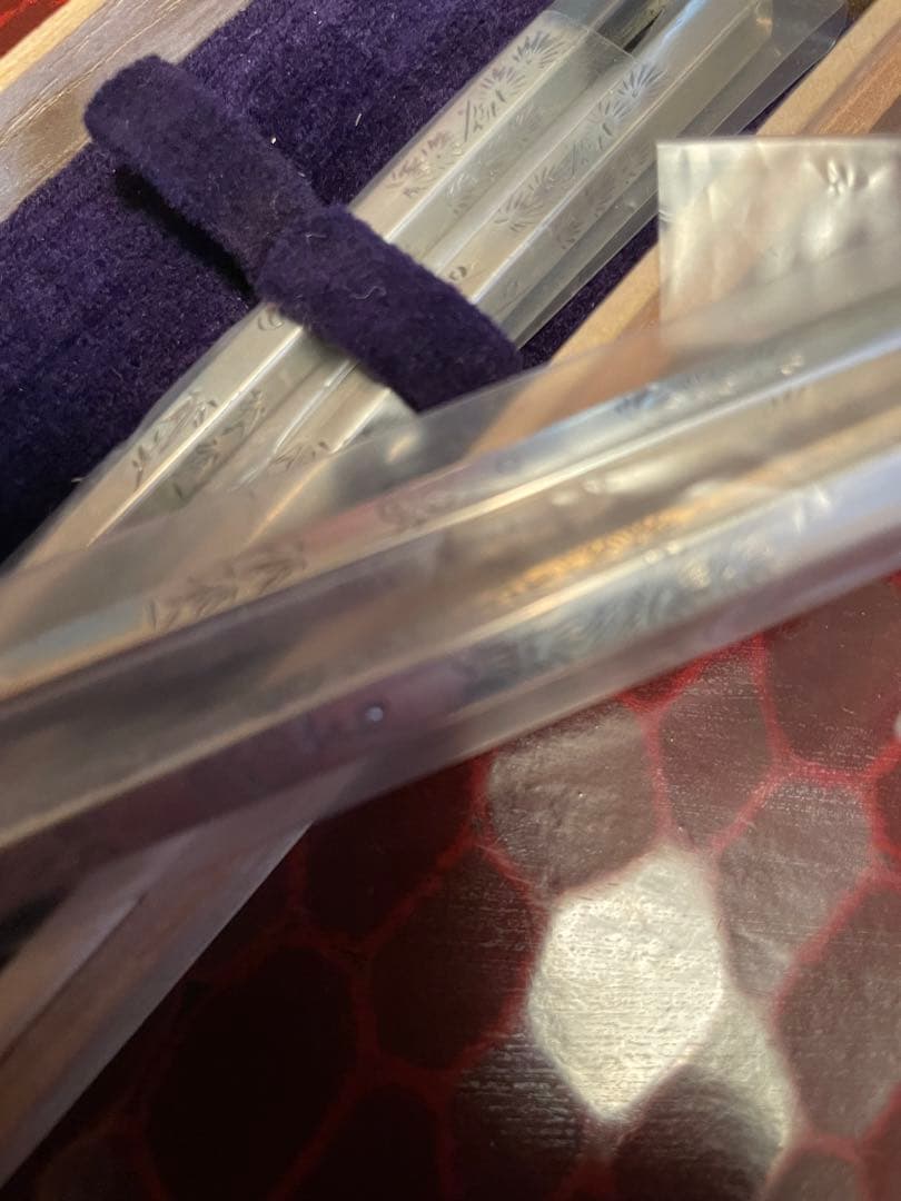 花柄純銀箸セット 木製ボックス付き