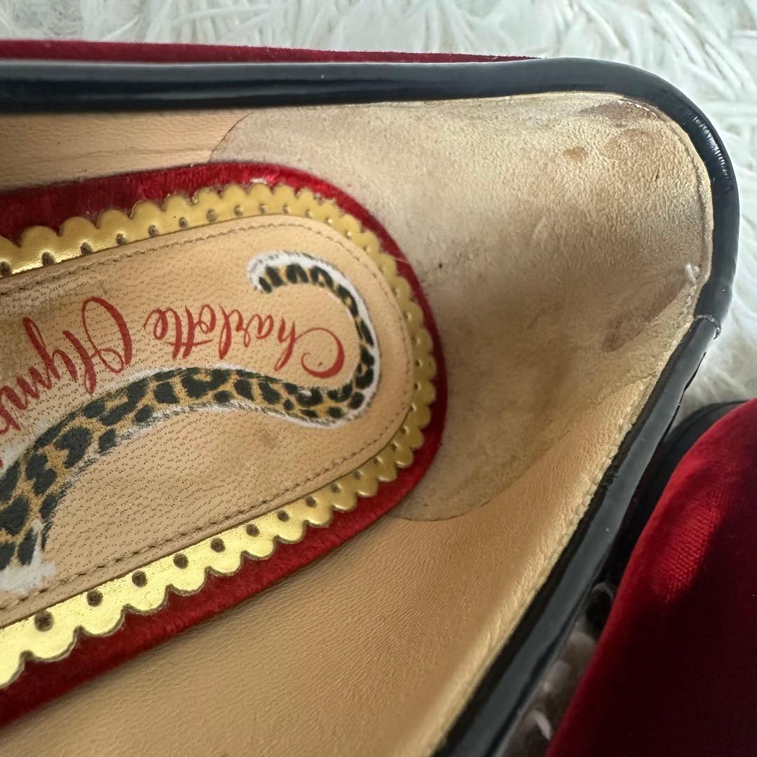 美品 シャーロットオリンピア フラットシューズ レッド ネコ