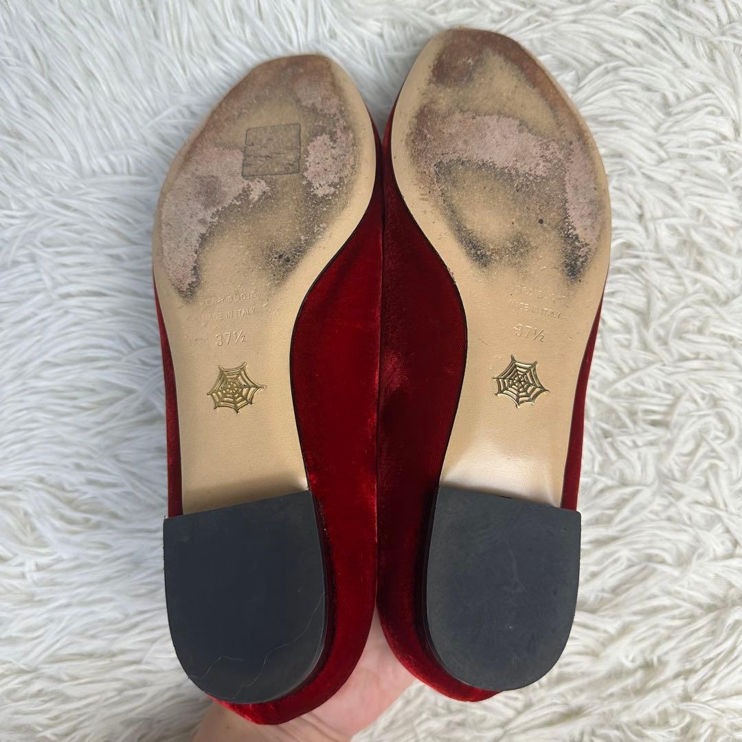 美品 シャーロットオリンピア フラットシューズ レッド ネコ