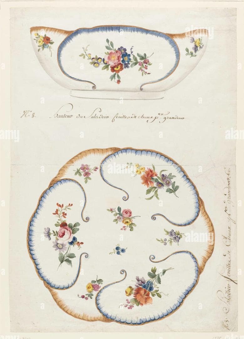 セーブル Sevres 1760年 キャベツの葉パターン サラダボウル