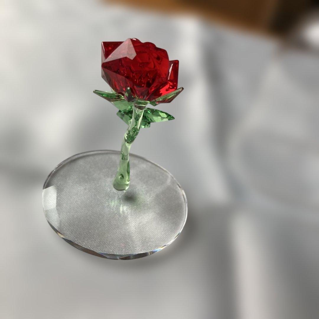 スワロフスキー　美女と野獣　薔薇　クリスタル　オブジェ