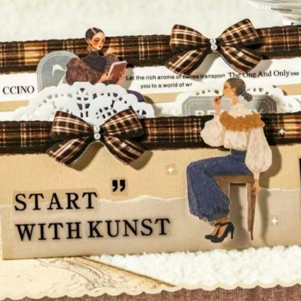 海外 ハトロン紙 リボン柄マスキングテープ コラージュ素材