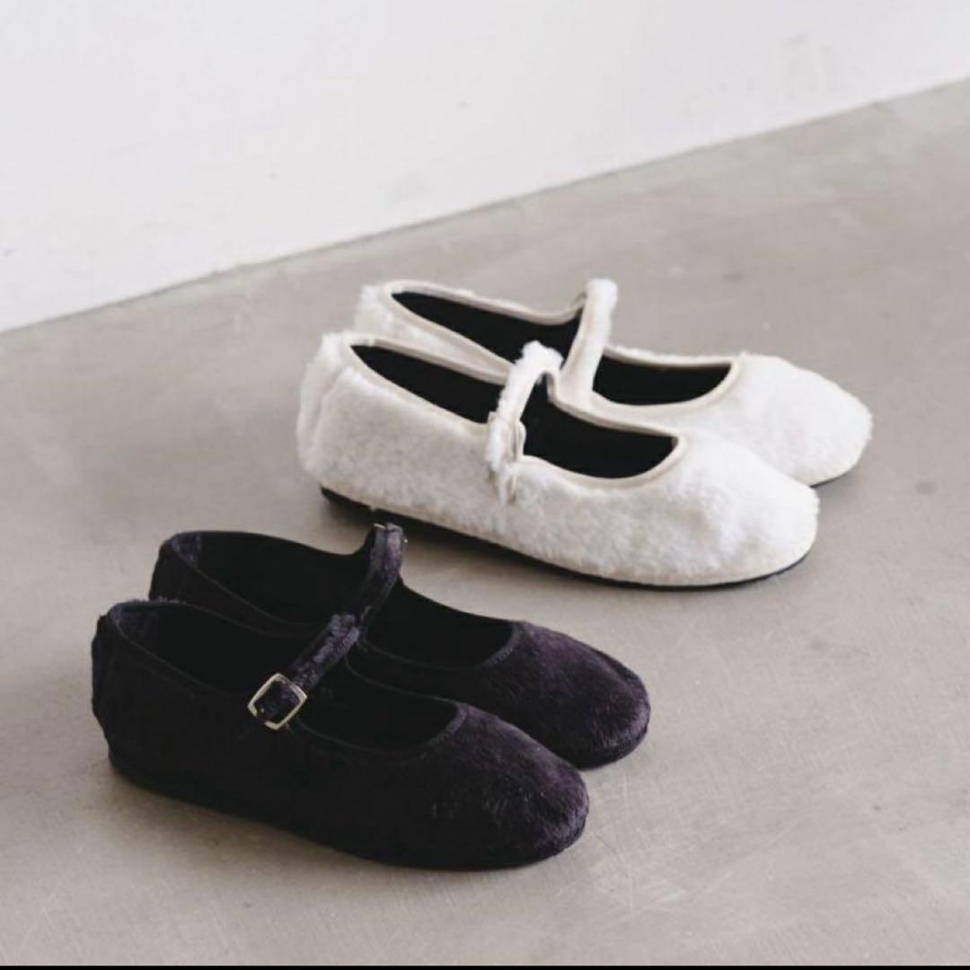 極美品　Sciuscia シューシャ　MARYJANE ファーシューズ　フラット