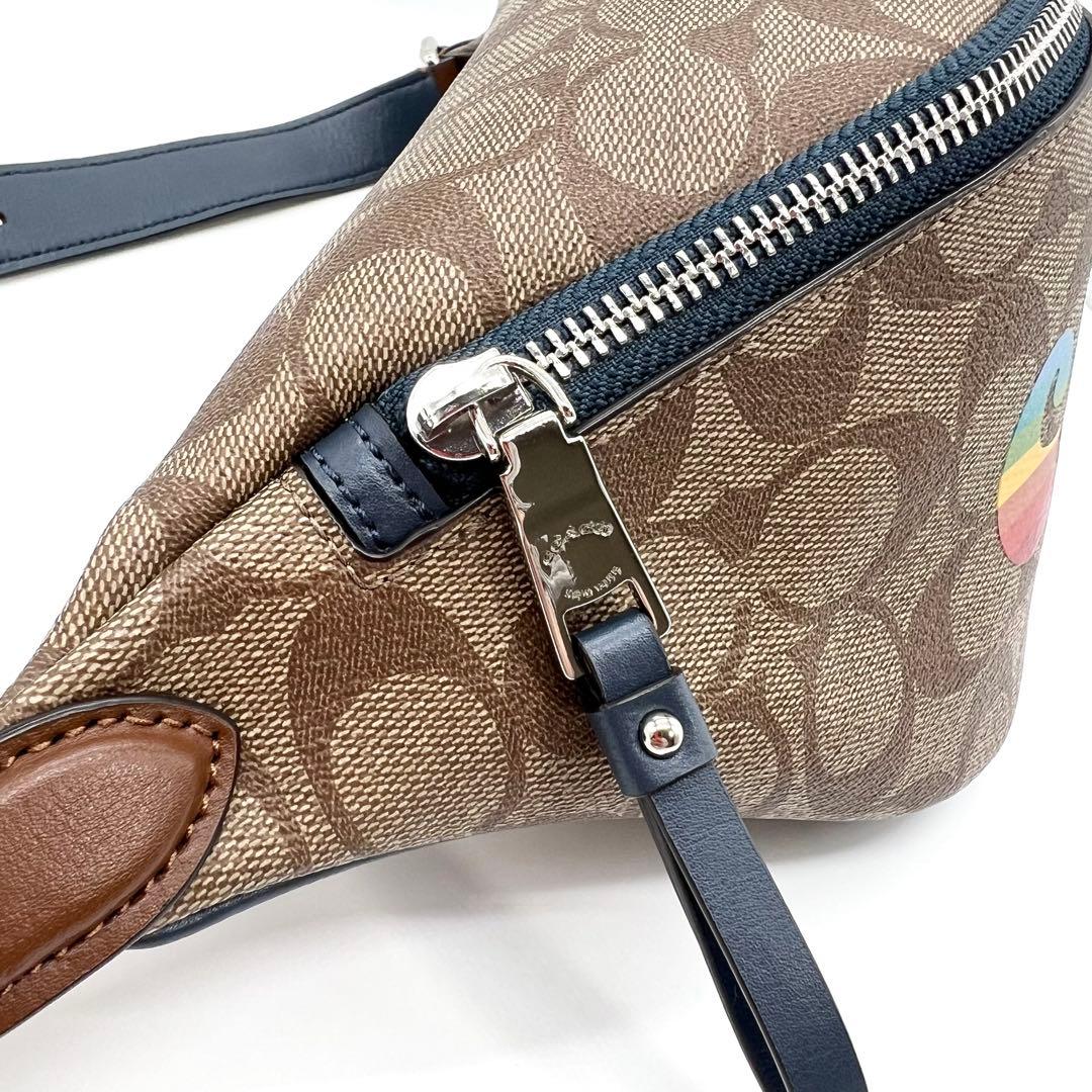 未使用級✨コーチ　ボディバッグ　ショルダー　シグネチャー　レインボー　ブラウン