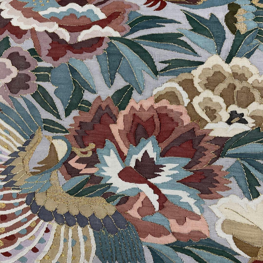 正絹　柳瀬聖仙　本瓜綴　明綴れ 花鳥紋 模様織出し　袋帯未使用美品　FF5-10