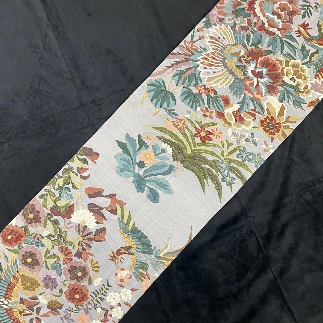 正絹　柳瀬聖仙　本瓜綴　明綴れ 花鳥紋 模様織出し　袋帯未使用美品　FF5-10