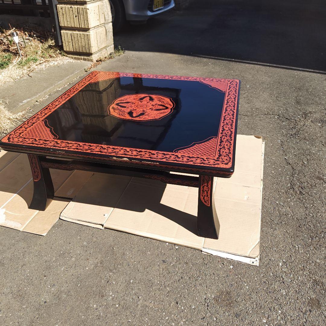 昭和レトロ　大正ロマン　漆塗り　小型高級ちゃぶ台 古家具　当時物　送料込