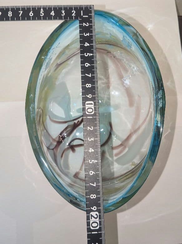 『中尾羊古』ガラス水指　茶道具　共箱　金ギヤマン義山　アトリエ羊古　吹きガラス