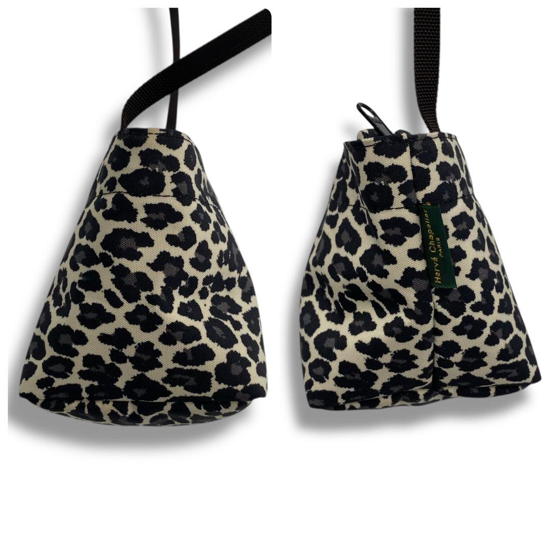 美品 エルベシャプリエ レオパード ショルダーバッグ ポシェット ナイロン 定番