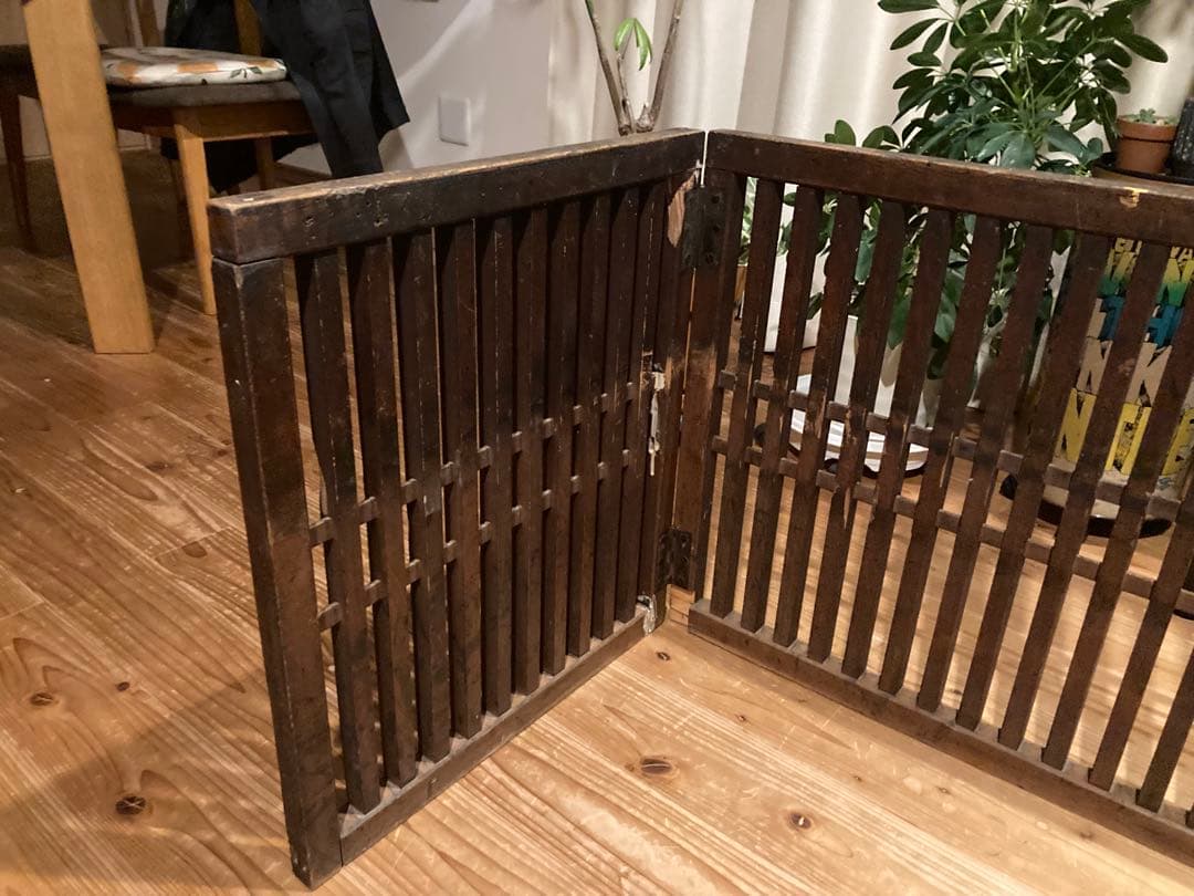 昭和レトロ　帳場格子２つ折り　ついたて　格子　 古道具　古民家