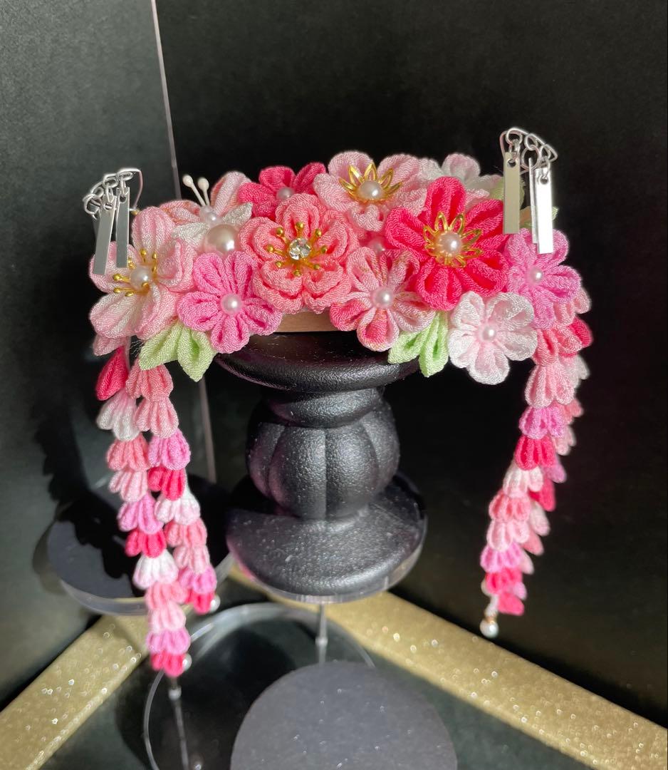 たな　犬用髪飾りバレッタ　つまみ細工