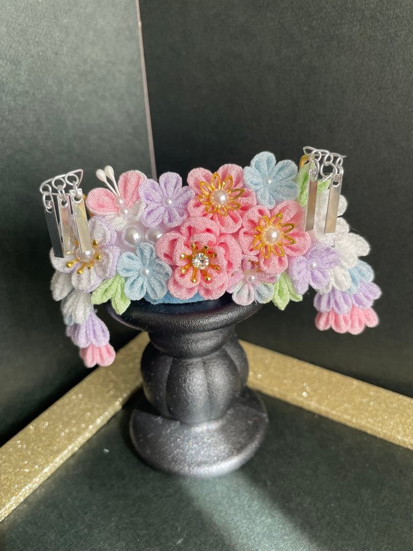 たな　犬用髪飾りバレッタ　つまみ細工