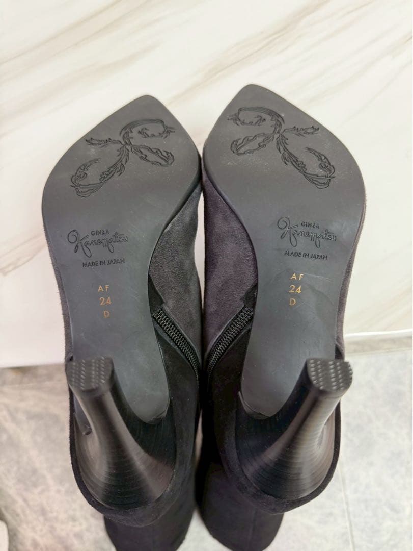 1/24まで　定価約3.7万　未使用 銀座かねまつ スエード ブーツ ブラック