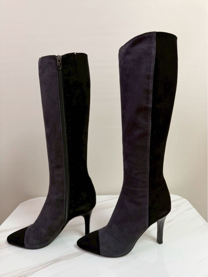 1/24まで　定価約3.7万　未使用 銀座かねまつ スエード ブーツ ブラック