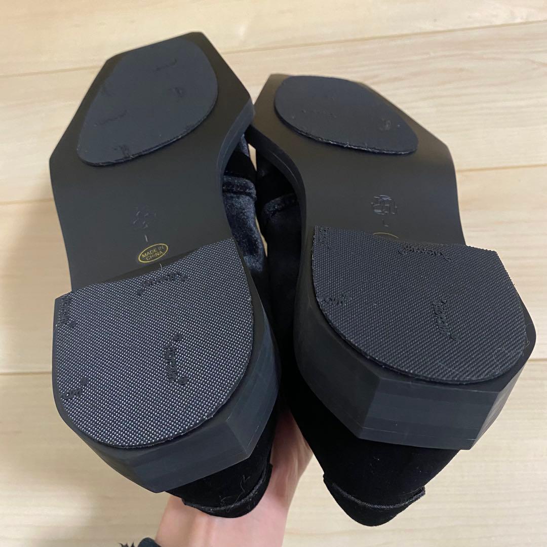 AMERI スクエアトゥ ローファー 黒 ベロア Lサイズ