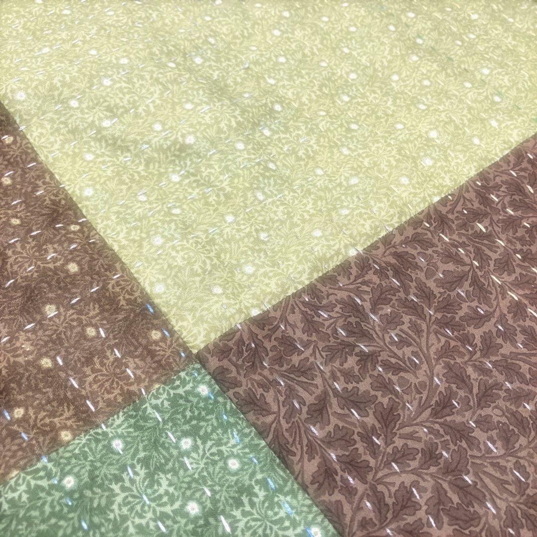 カンタキルト　刺子　ラリーキルト　約90d×100cmハンドメイド　パッチワーク