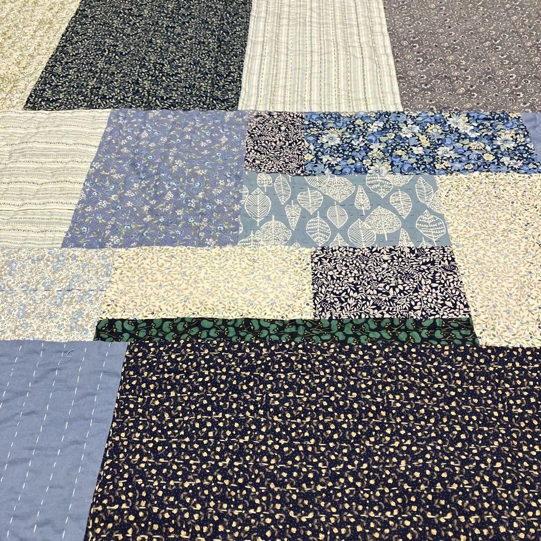 カンタキルト　刺子　ラリーキルト　約90d×100cmハンドメイド　パッチワーク