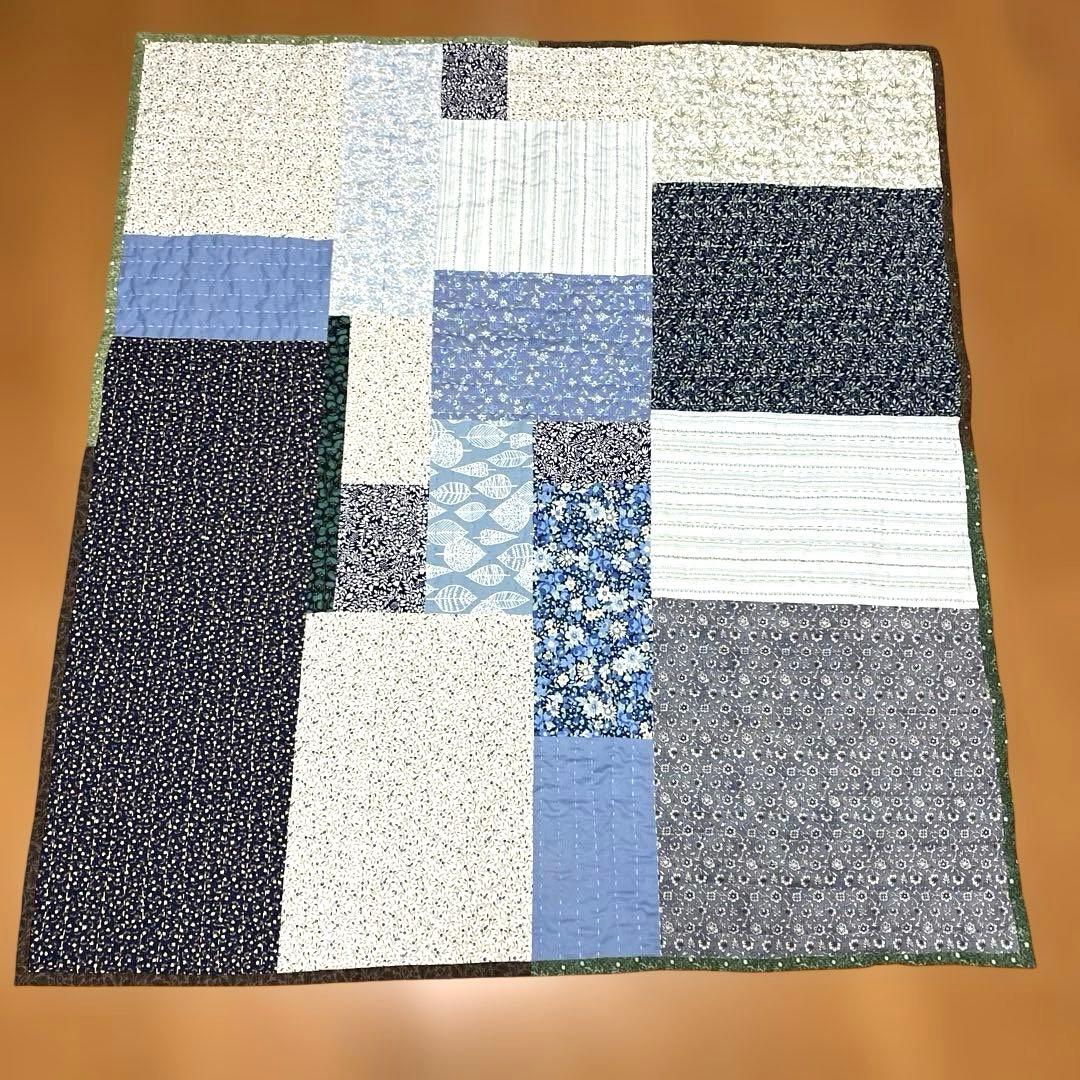 カンタキルト　刺子　ラリーキルト　約90d×100cmハンドメイド　パッチワーク