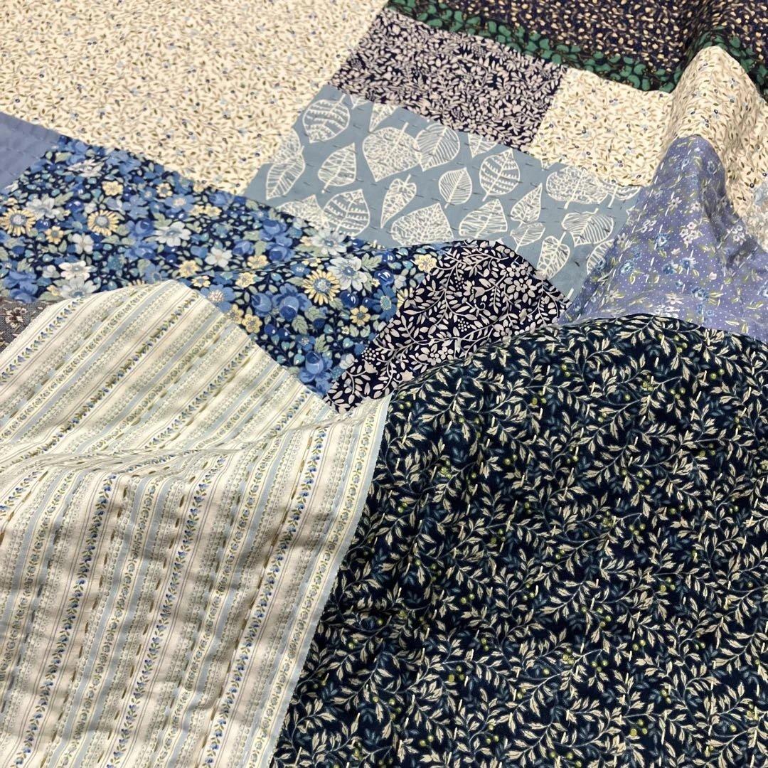 カンタキルト　刺子　ラリーキルト　約90d×100cmハンドメイド　パッチワーク