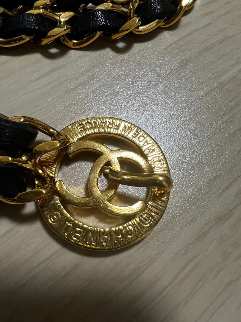 CHANEL チェーンベルト 黒/金