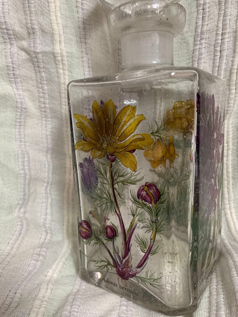 ドイツ ヴィンテージ ガラス薬草酒用ビン ボタニカル 蚤の市