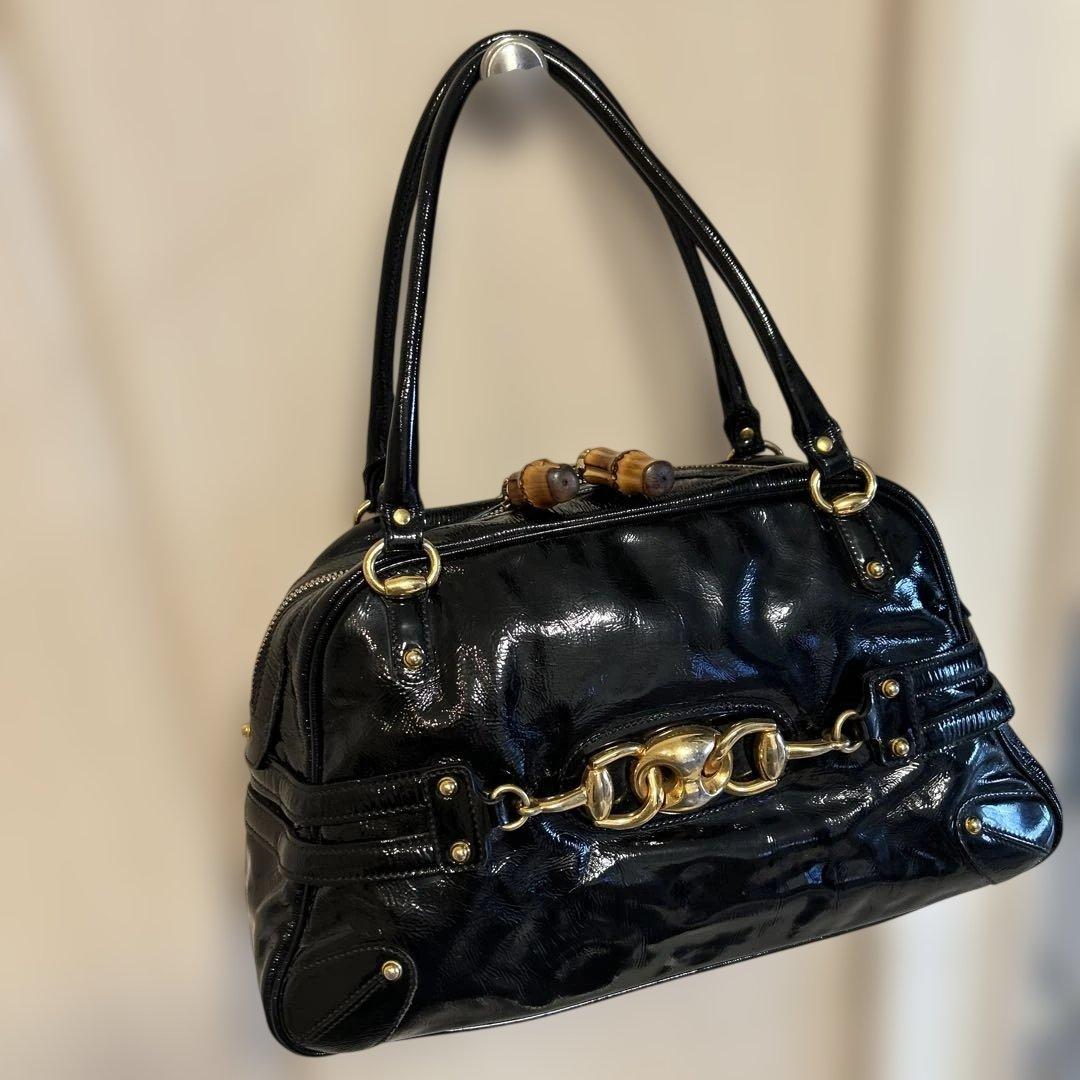 めりーグッチ ホースビット バンブー レザー ハンドバッグ ショルダー