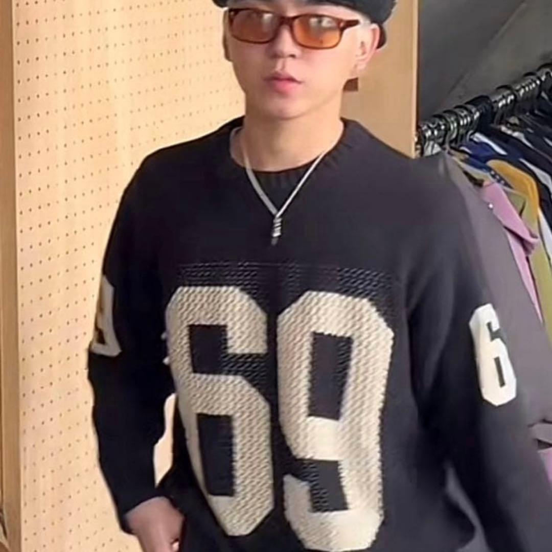 WOKE EDGE ウォークエッジ ニット M ナンバリング 黒 かつきくん着用