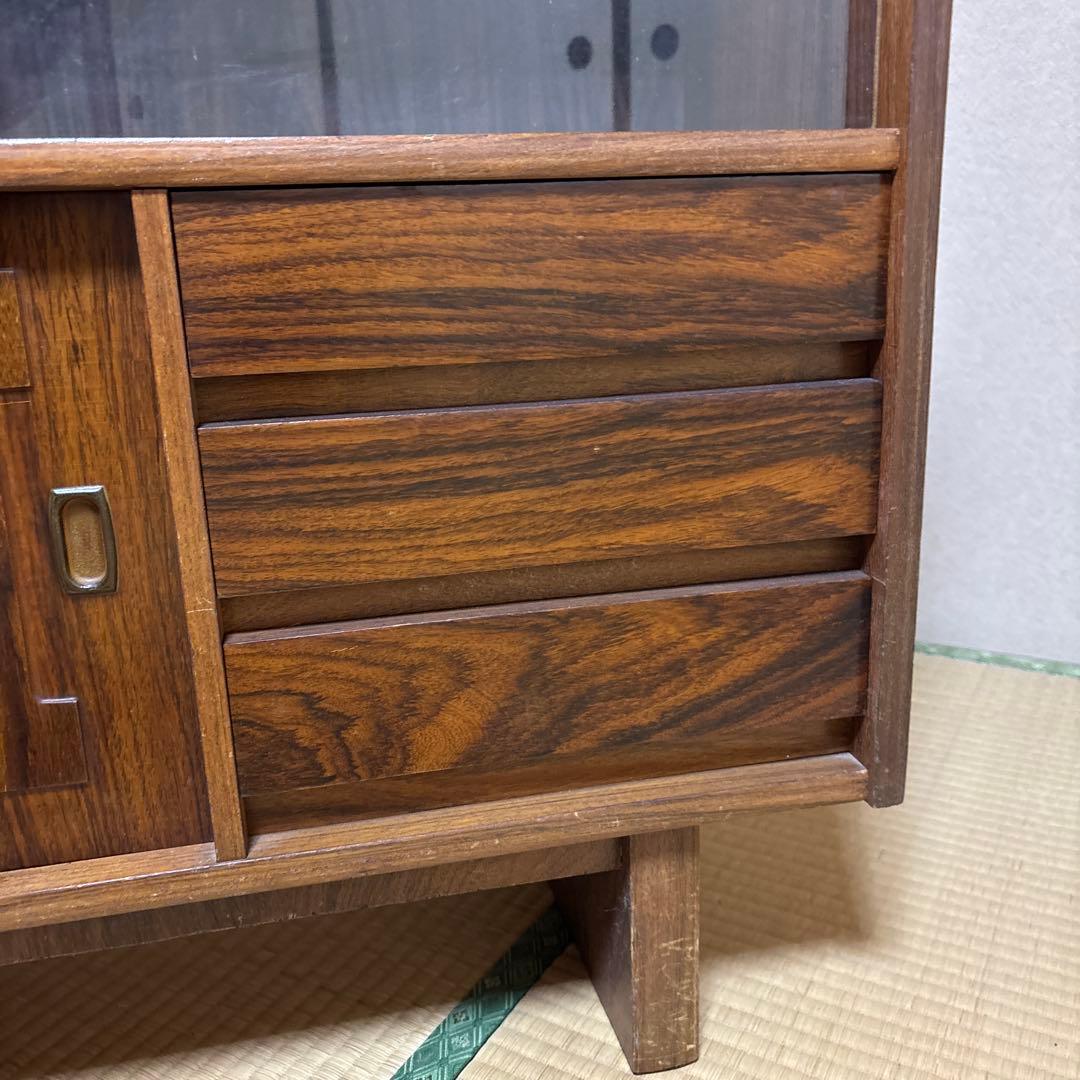 レトロ　木製ディスプレイキャビネット ガラス扉付き