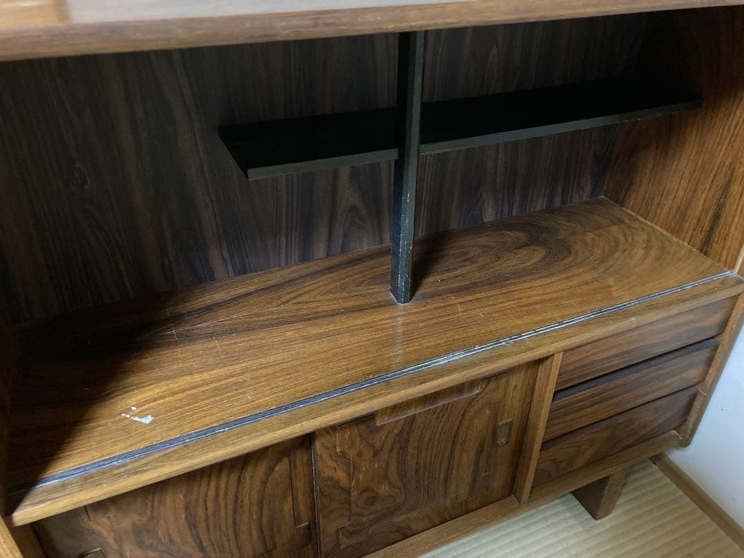 レトロ　木製ディスプレイキャビネット ガラス扉付き