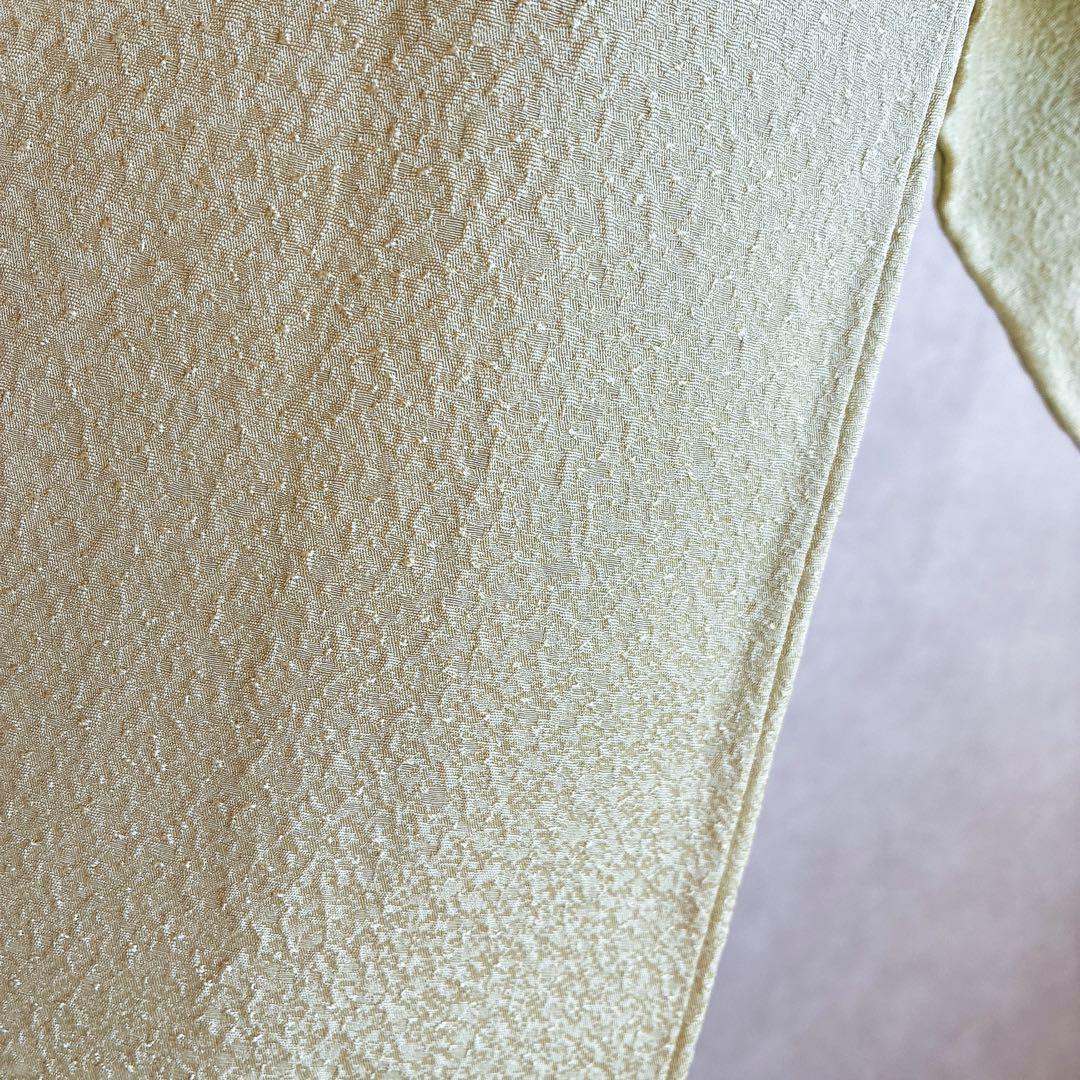 色無地　フルセット　着物　正絹　ロング丈　比翼仕立　グリーン系　瑞寶　落款　G7