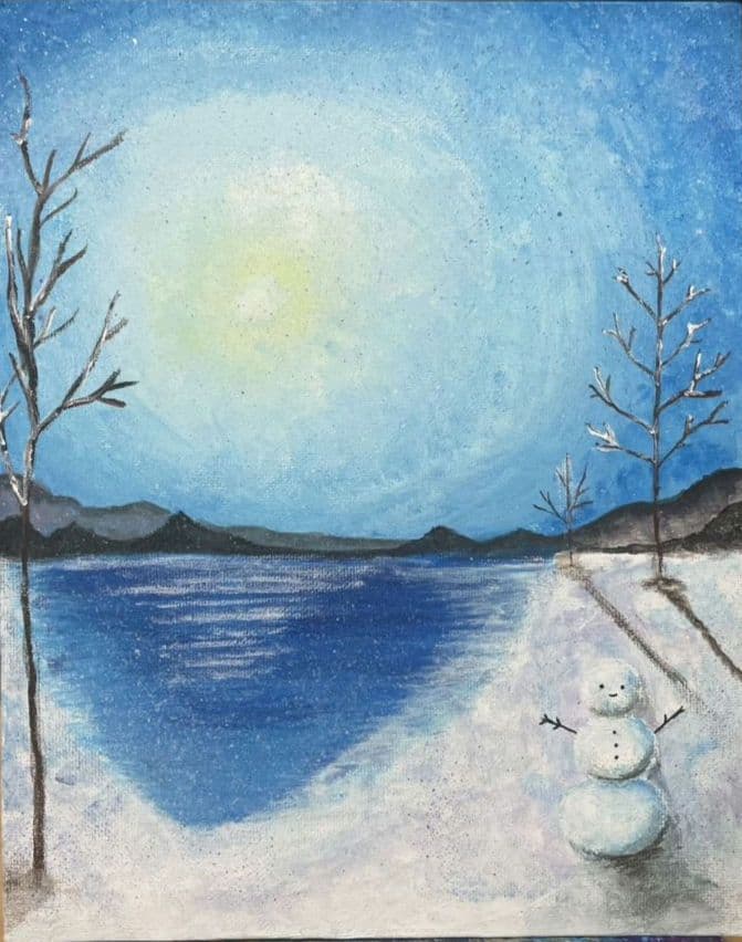 『ヒカリ』冬の風景画5点まとめ キャンバス×3 ハガキサイズ×2