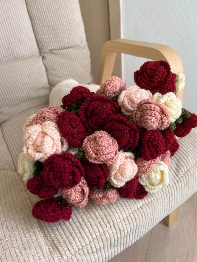 バラの花束ブランケット　ハンドメイド