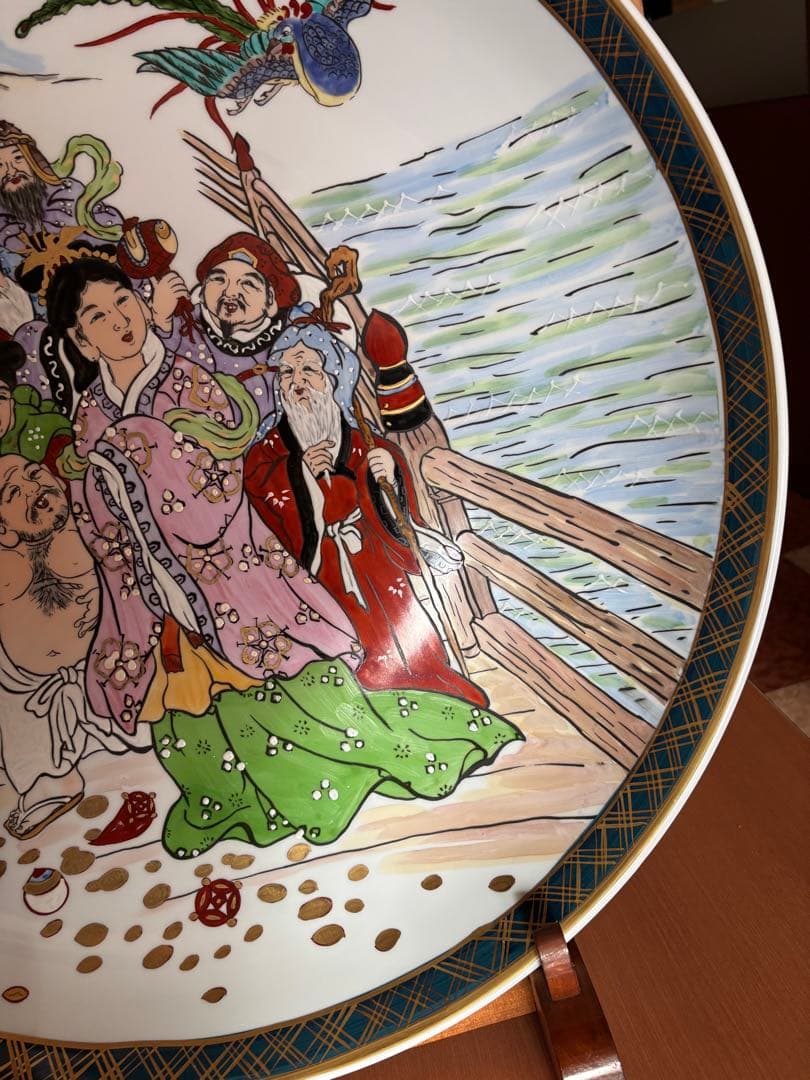 隆泉作　直径60cm 飾り皿　特大絵皿