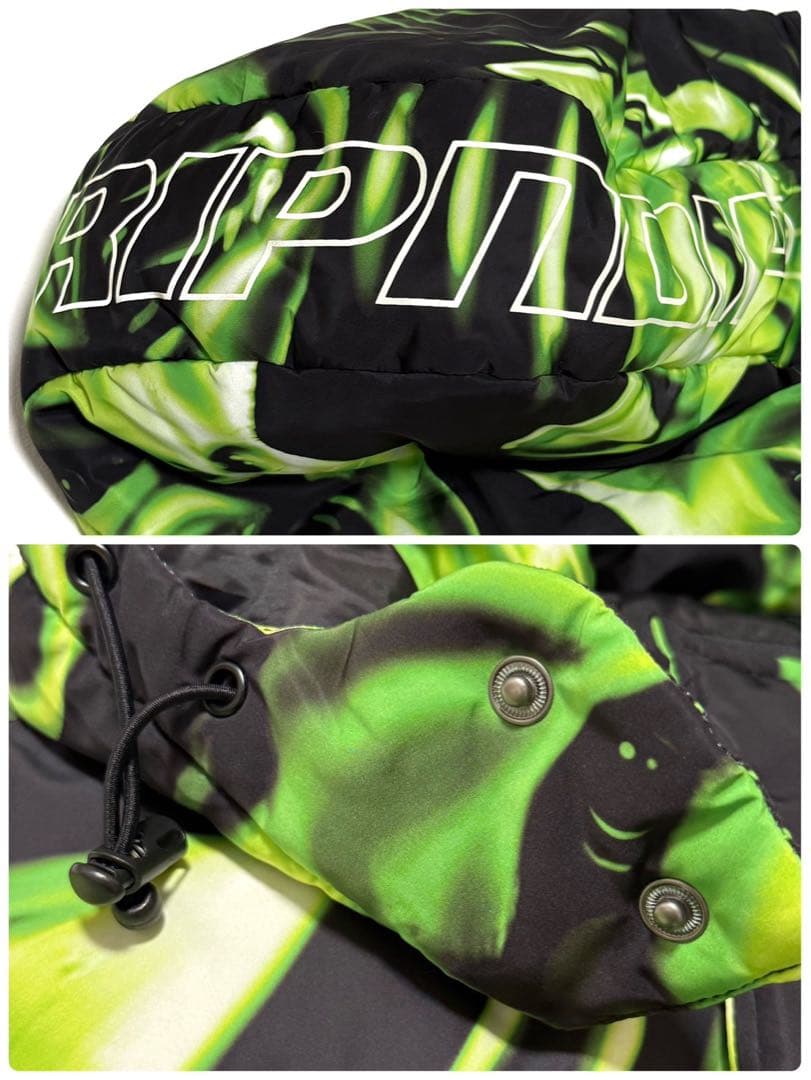 【美品】 RIPNDIP リップンディップ 総柄 フーデッド 中綿ジャケット