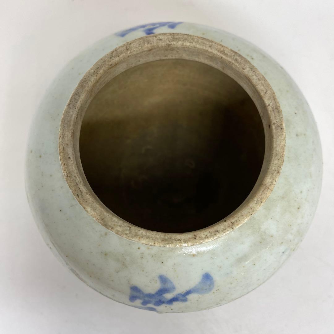 李朝　染付壺　高さ約12.2㎝ トヒチ　東さ8-0107☆2F