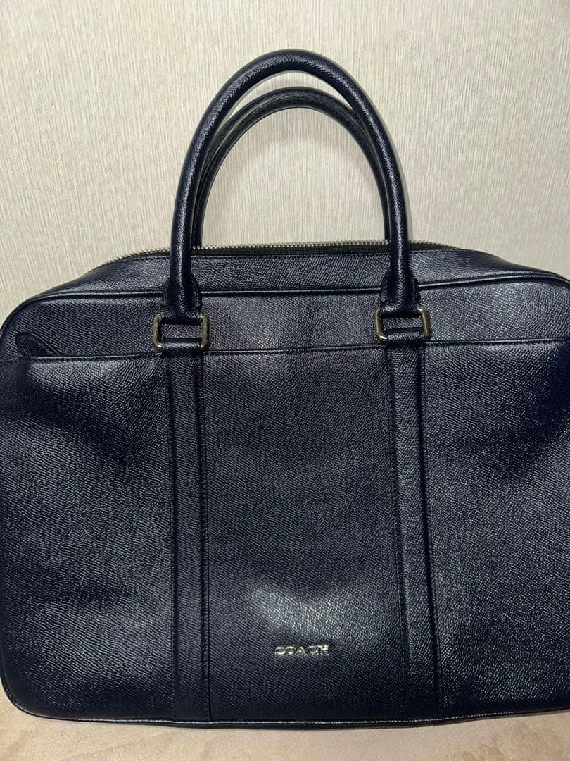 COACH コーチ ダークブルー レザー ビジネスバッグ