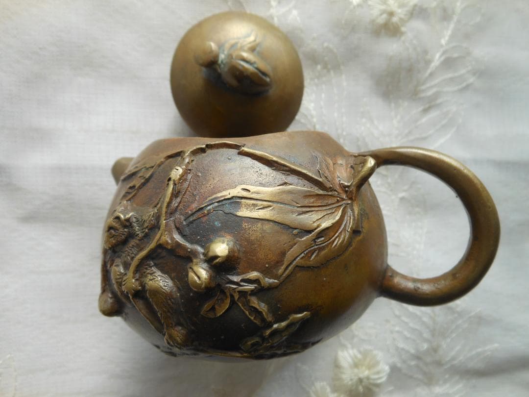 急須　茶器　茶壷　煎茶道具　茶事　金属製　アンティーク　古美術品