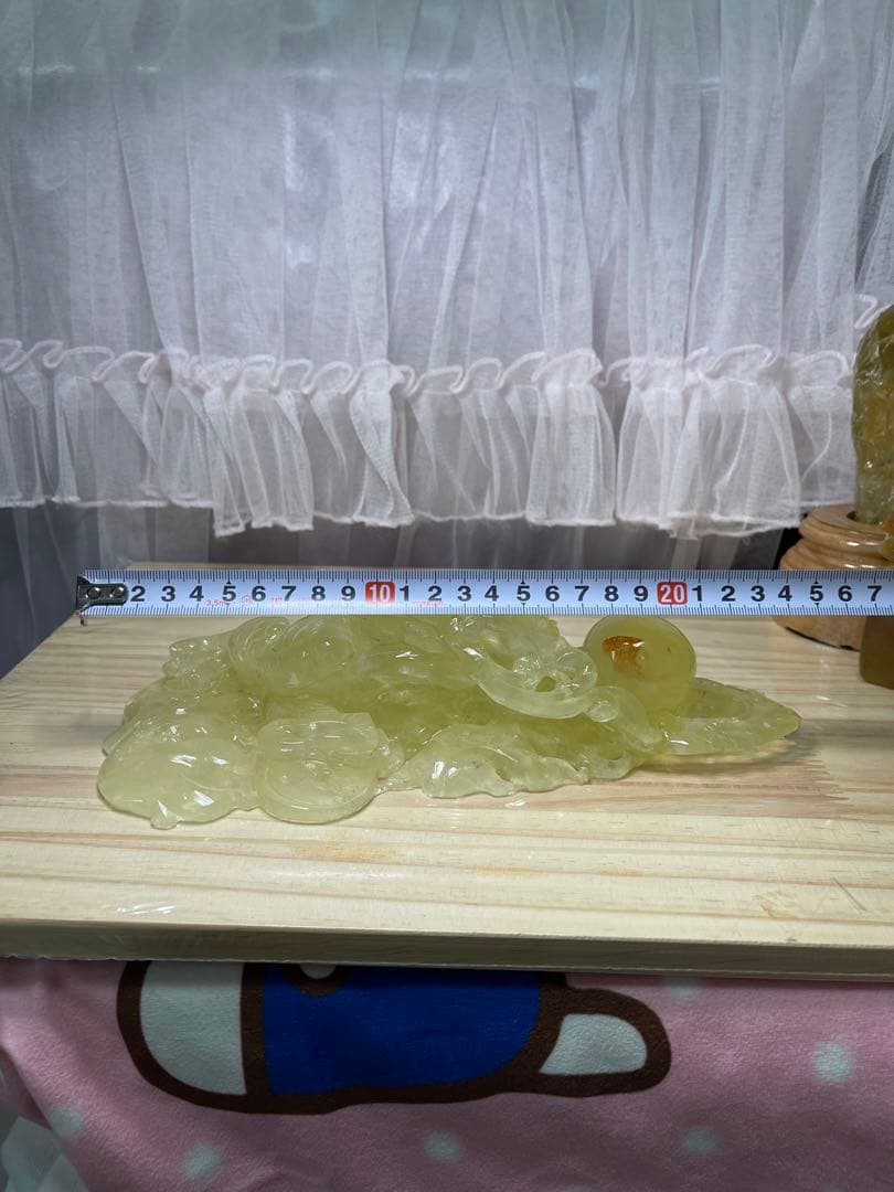 天然石　高品質　綺麗　高透明　シトリン　龍　手彫り置物 原石