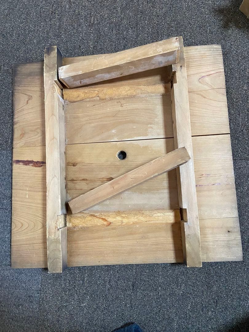 木製角【小】せいろ　アンティーク　レトロ　竹スノコ付き　蒸し器